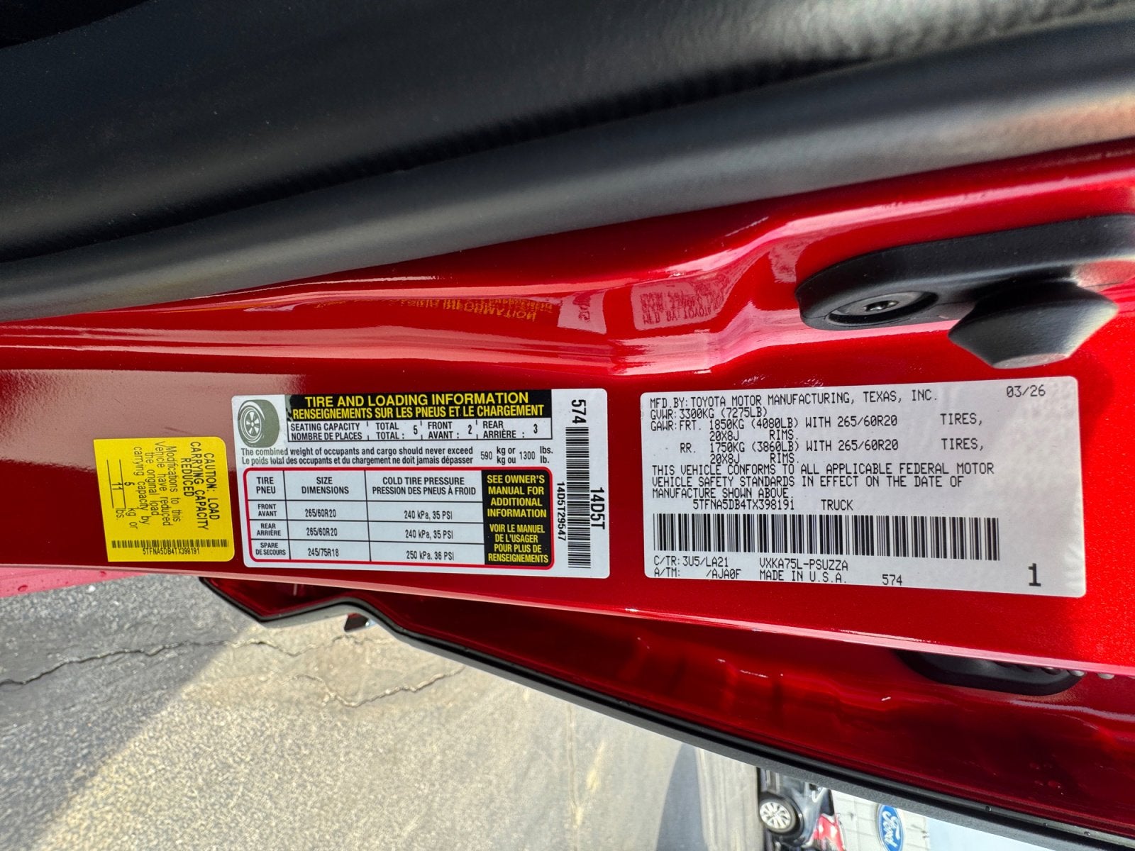 2026 Toyota Tundra Platinum CrewMax 5.5' Bed