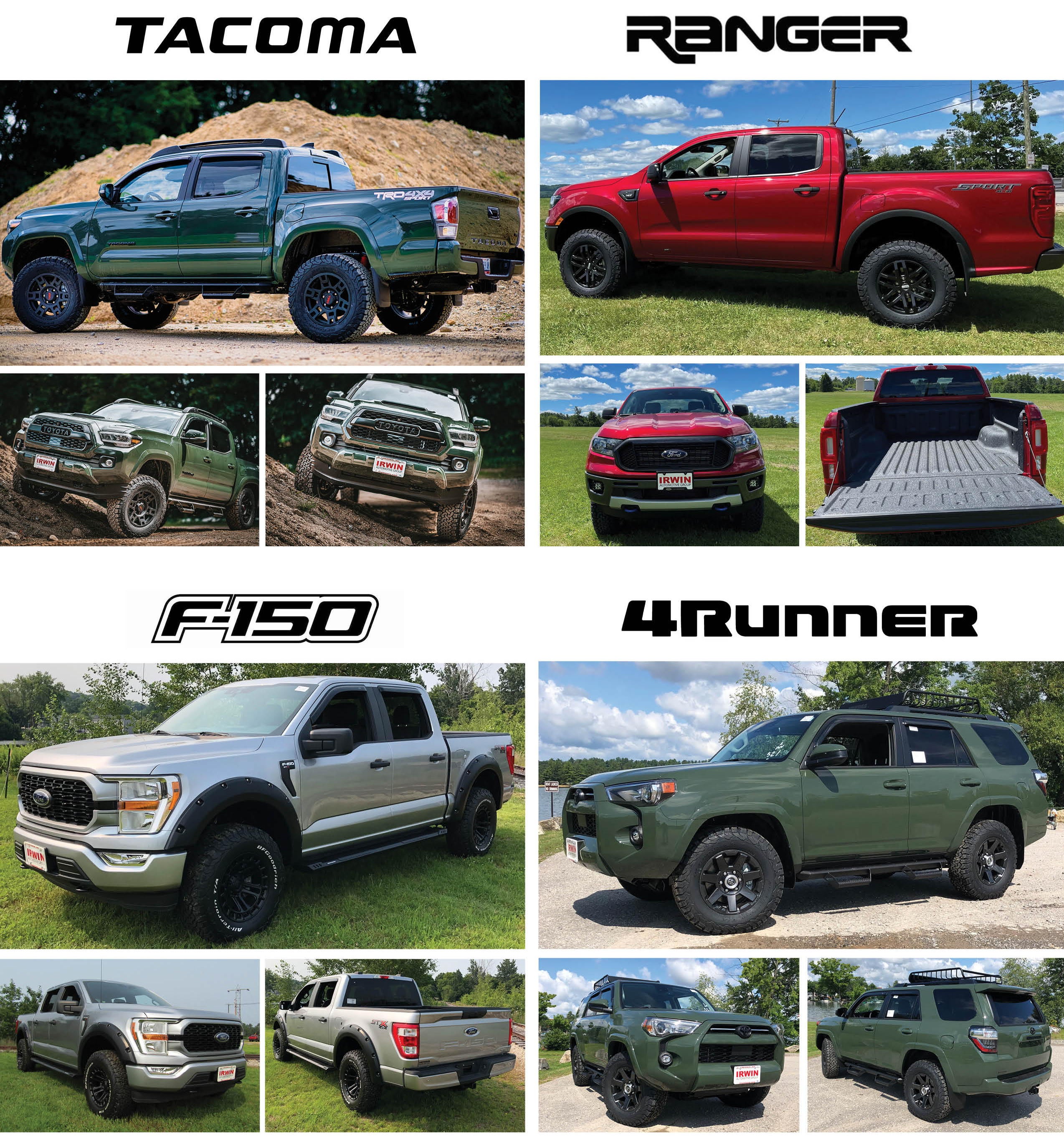 Ford F150 Ford Ranger Toyota 4Runner Toyota Tacoma